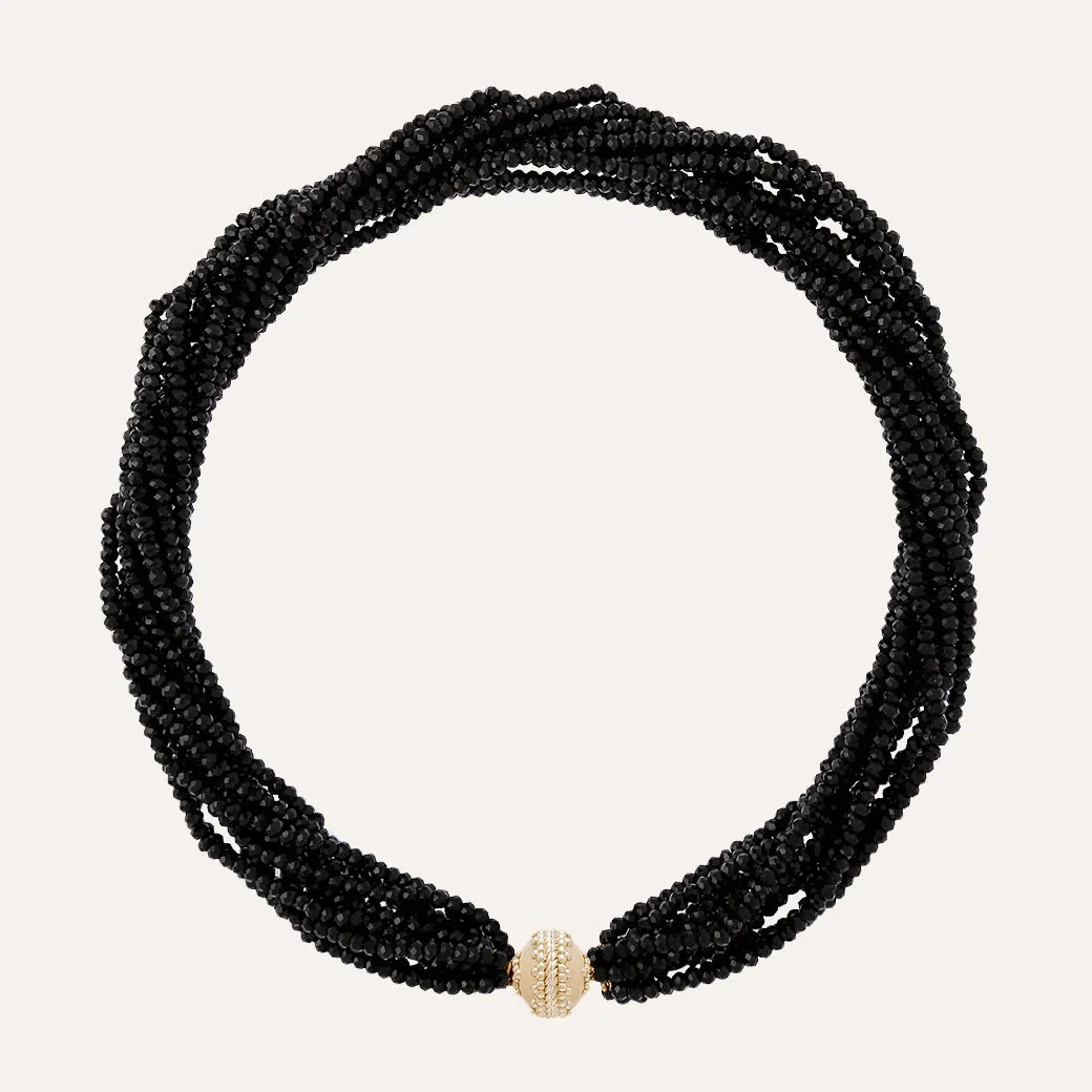 Michel Black Spinel Multi-Strand Necklace