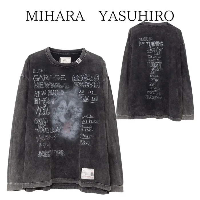 MIHARAYASUHIRO  |MIHARA YASUHIRO Bleached Long-sleeve T-shirt Black