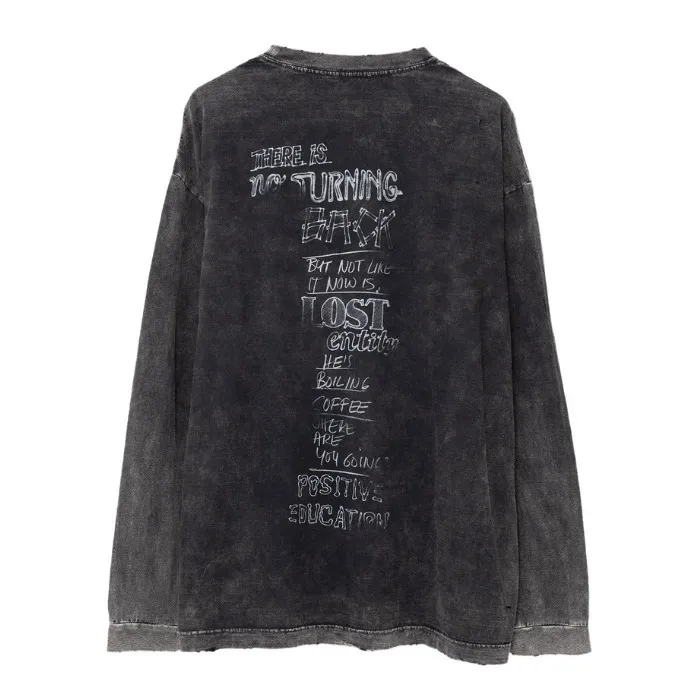 MIHARAYASUHIRO  |MIHARA YASUHIRO Bleached Long-sleeve T-shirt Black