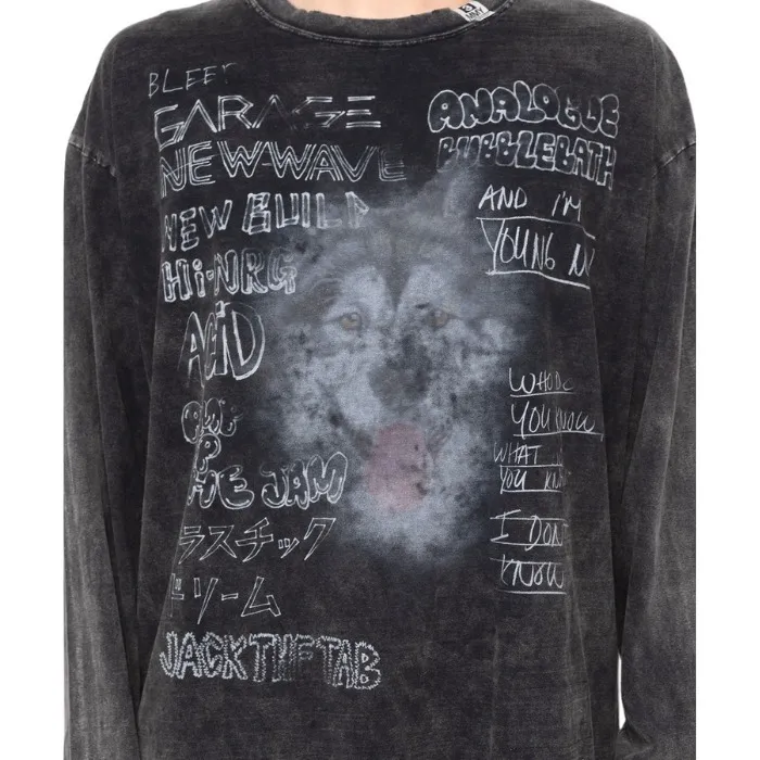 MIHARAYASUHIRO  |MIHARA YASUHIRO Bleached Long-sleeve T-shirt Black