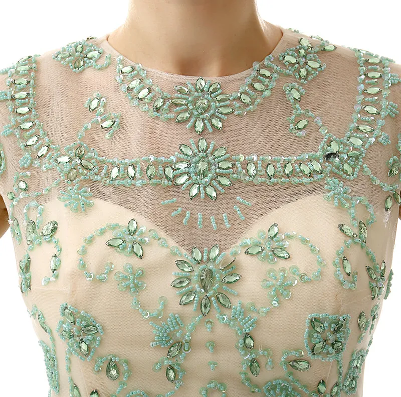 Mint Green Beaded Short Homecoming Dresses