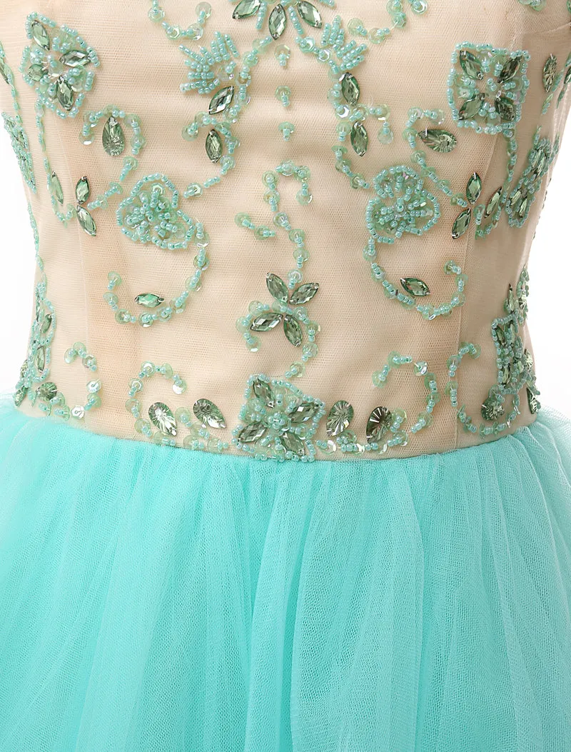 Mint Green Beaded Short Homecoming Dresses