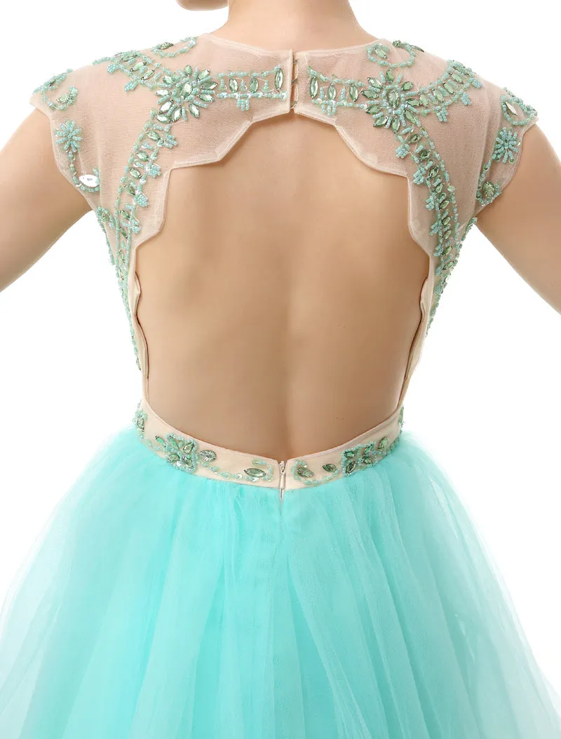 Mint Green Beaded Short Homecoming Dresses