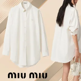 MiuMiu  |Long Sleeves Plain Cotton Shirts & Blouses