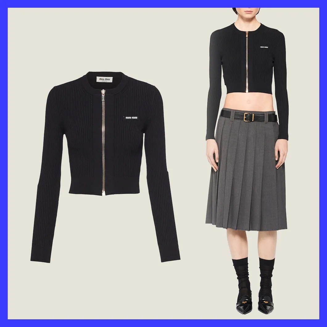 MiuMiu  |Long Sleeves Plain Elegant Style Logo Cardigans