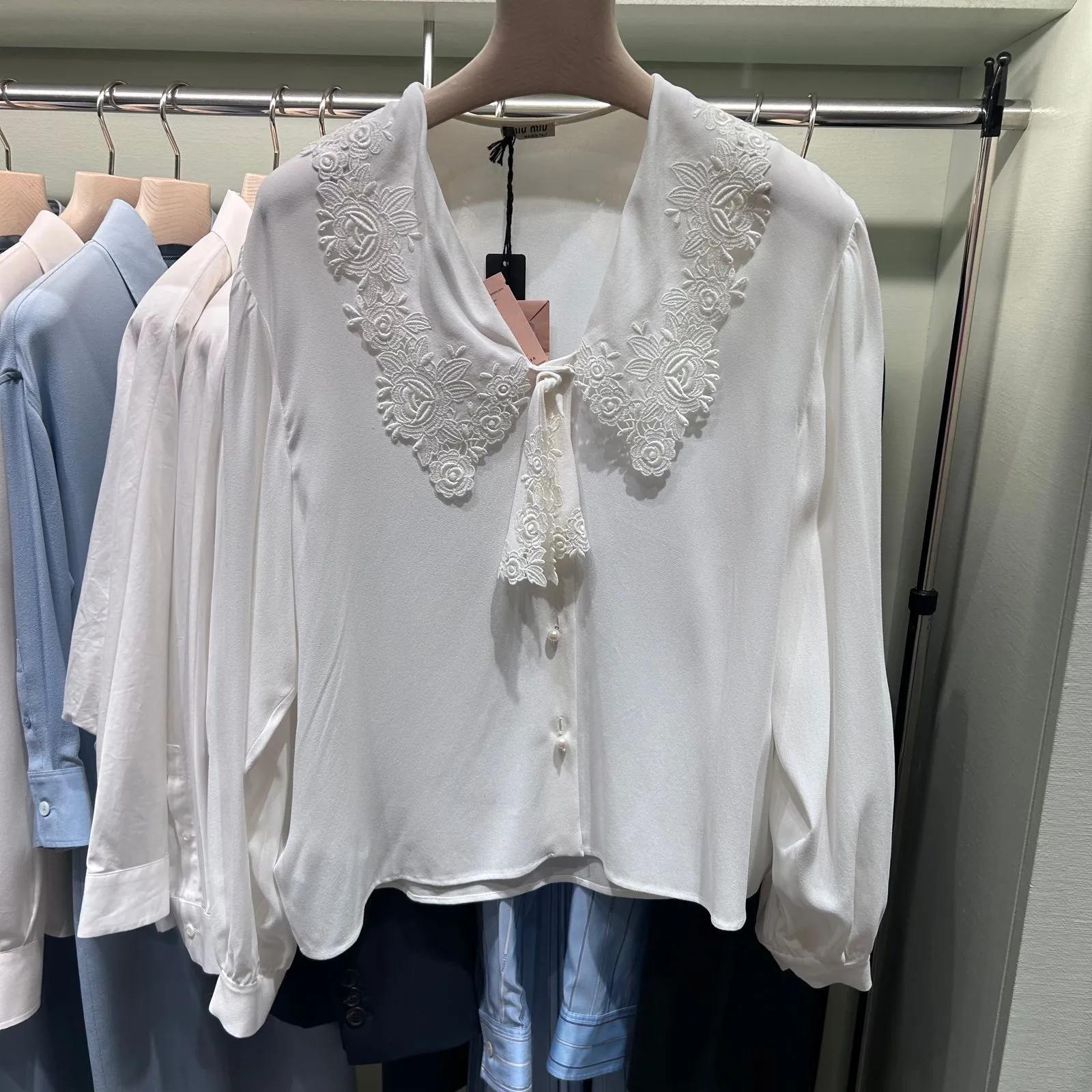 MiuMiu  |Long Sleeves Plain Elegant Style Shirts & Blouses