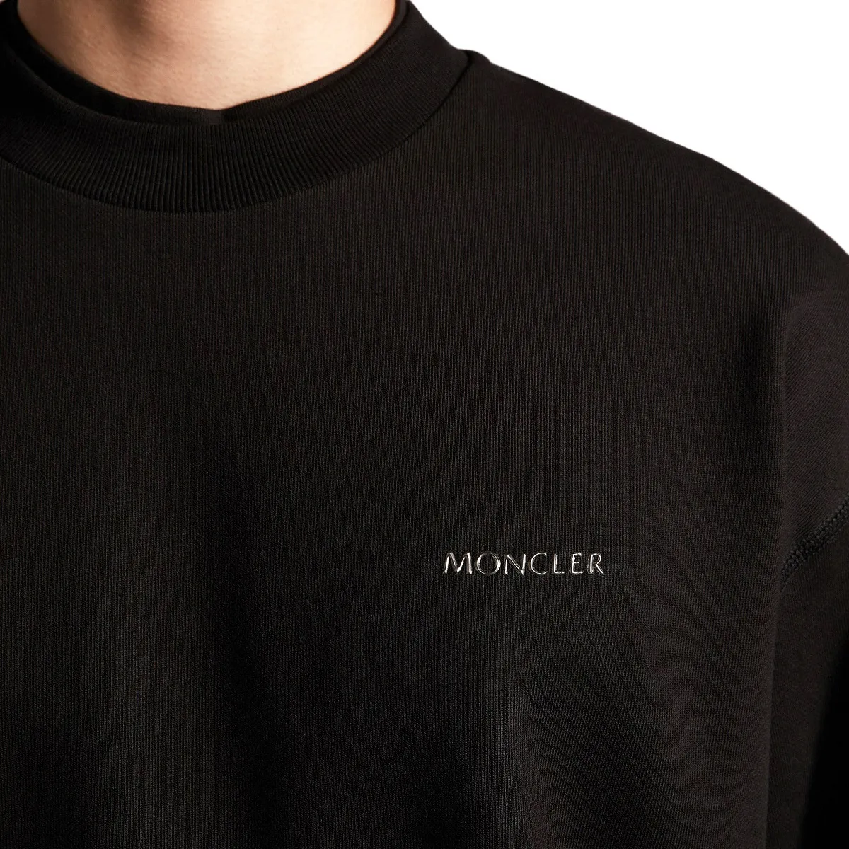 MONCLER  |Crew Neck Long Sleeves Plain Cotton Logo Sweatshirts