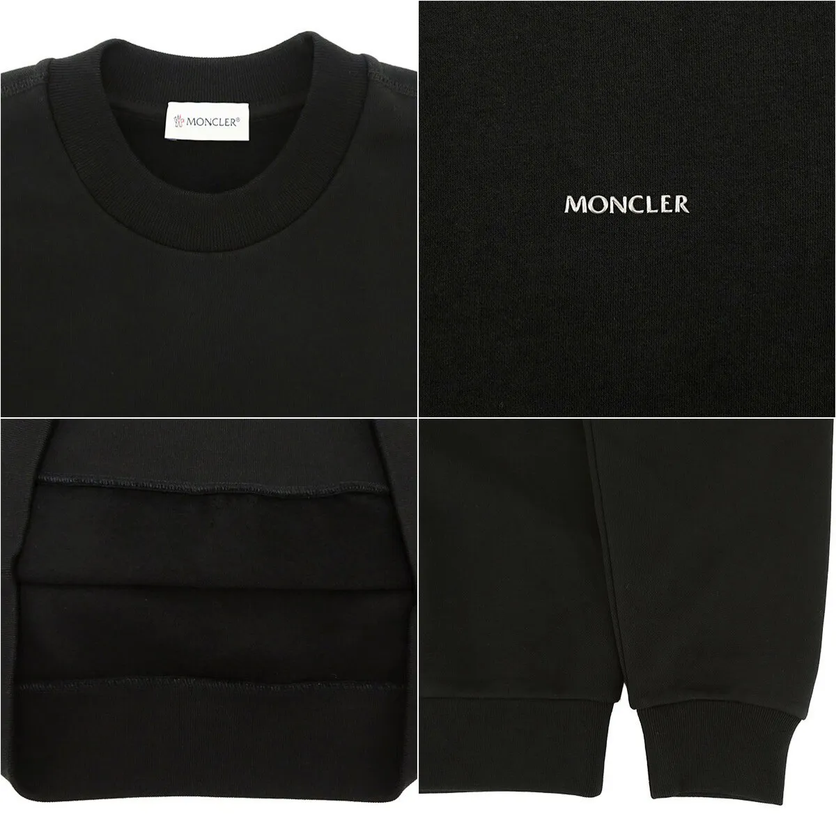 MONCLER  |Crew Neck Long Sleeves Plain Cotton Logo Sweatshirts