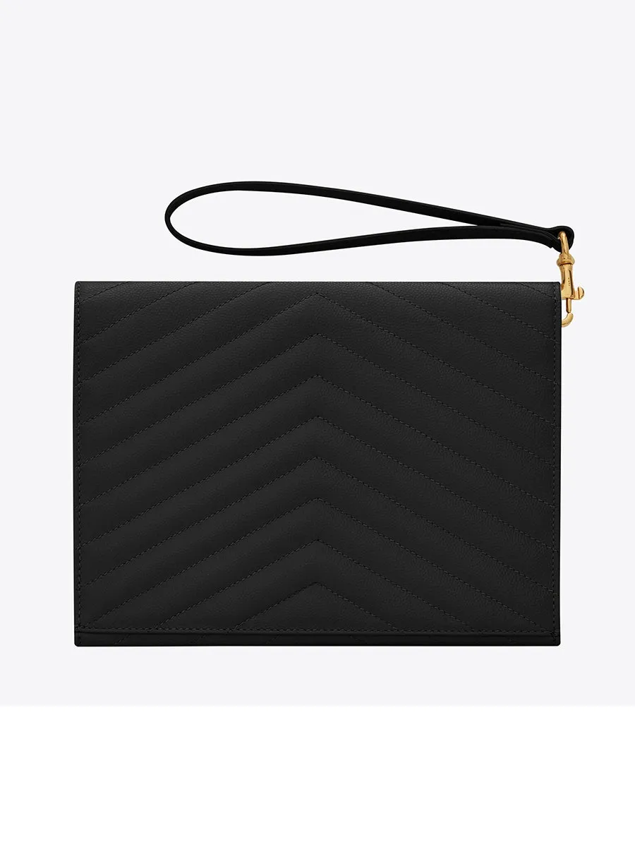 Monogram Clutch in Quilted Grain de Poudre Embossed Leather