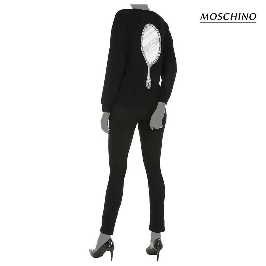 Moschino  |Casual Style Wool Rib Long Sleeves Logo V-neck & Crew neck