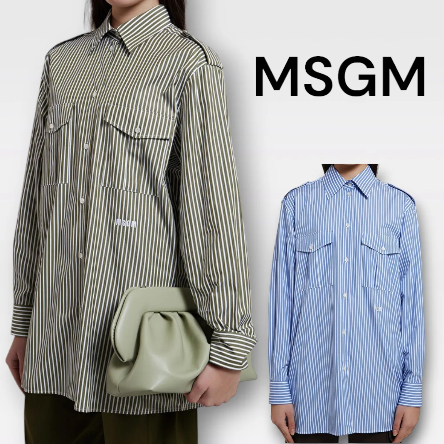 MSGM  |Stripes Long Sleeves Cotton Shirts & Blouses