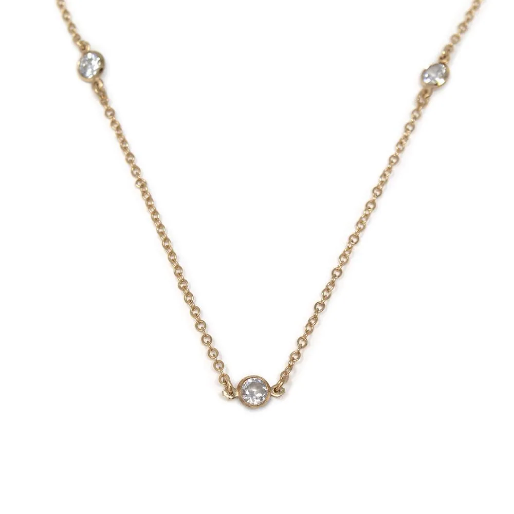 Necklace Cubic Zirconia stations Rose Gold Plated 36 Inches