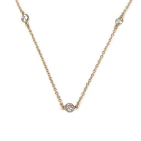 Necklace Cubic Zirconia stations Rose Gold Plated 36 Inches