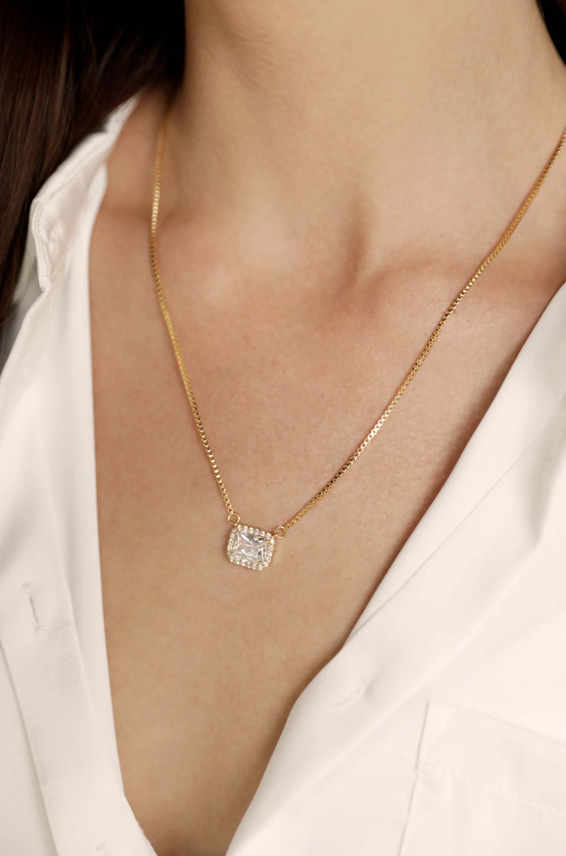 New Day Crystal Pendant 18k Gold Plated Necklace