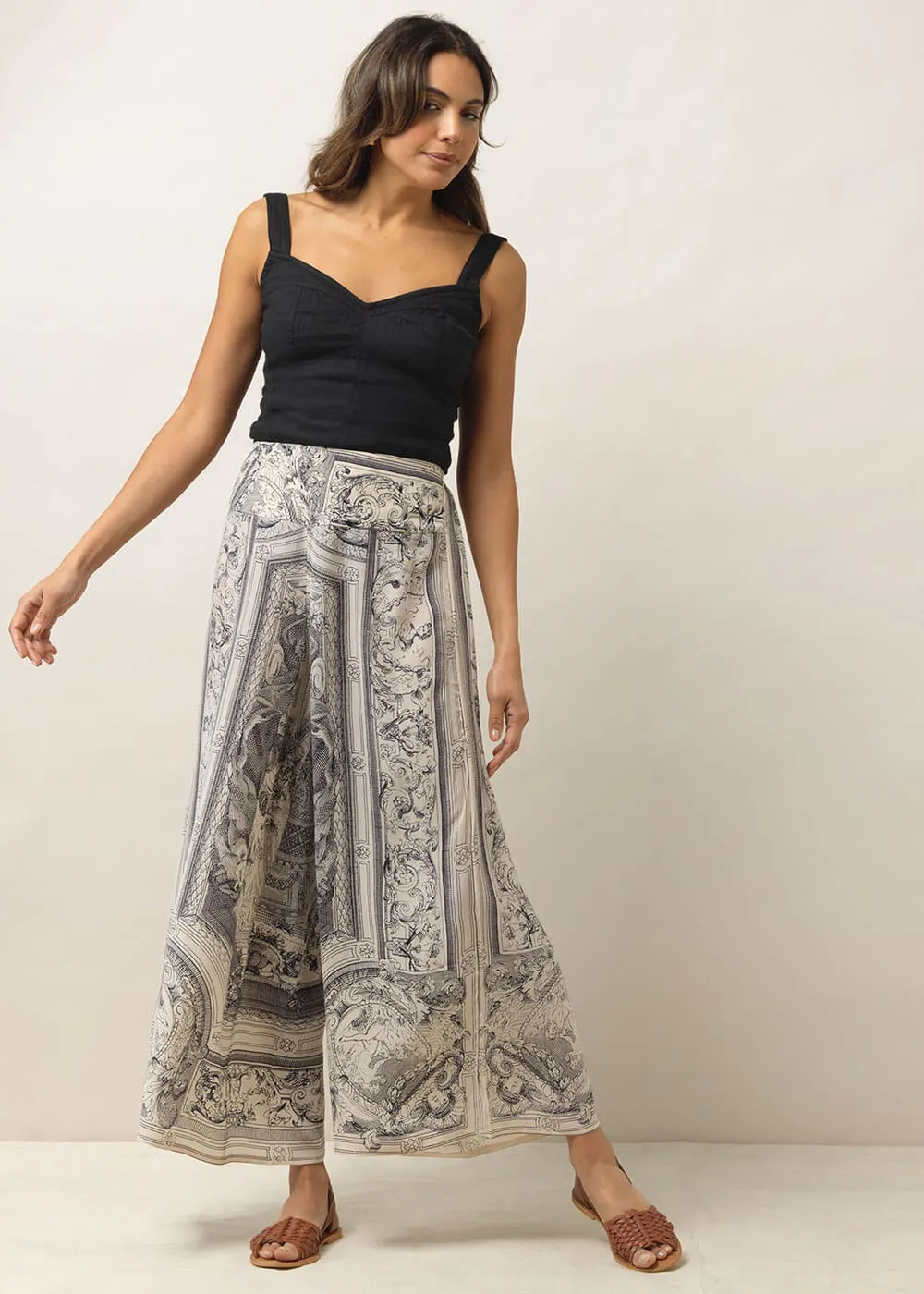 One Hundred Stars Cherub Crepe Palazzo Pants Natural