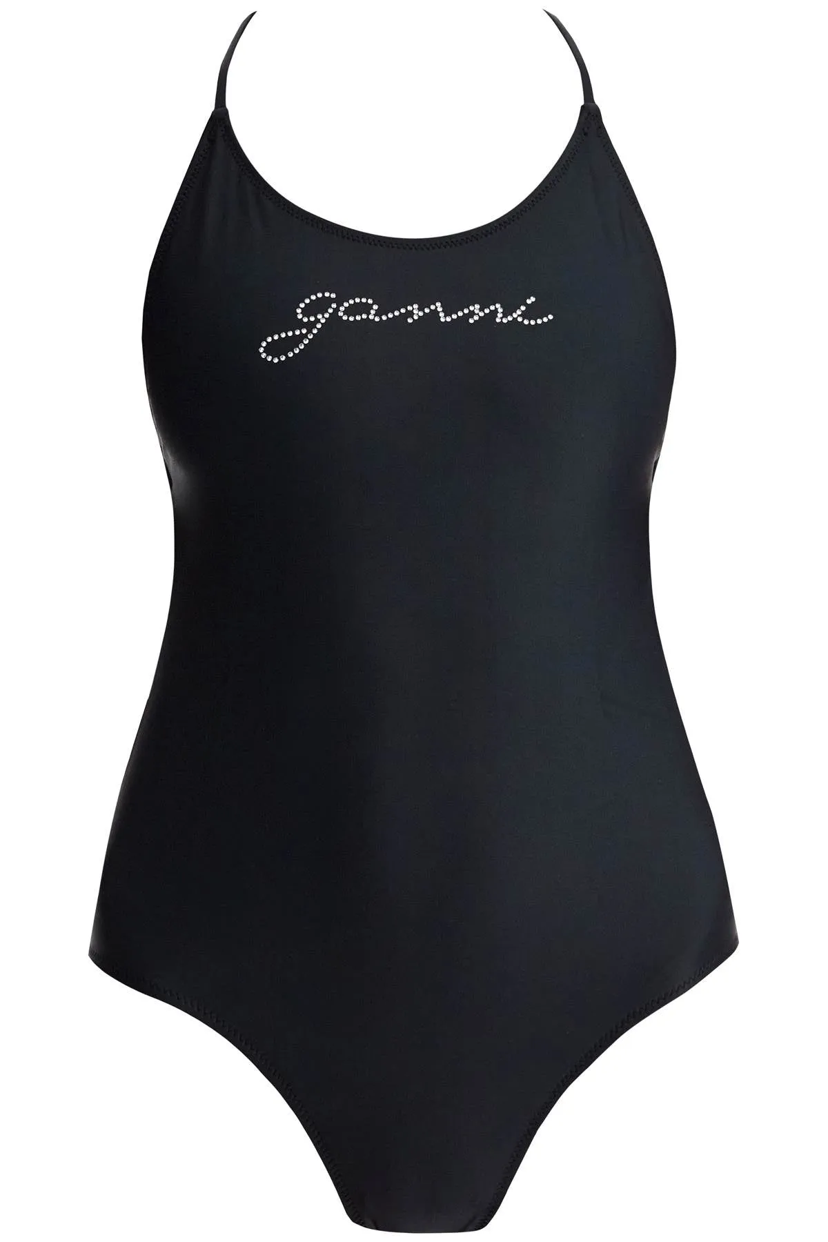 one-piece swimsuit with logo A6064 BLACK