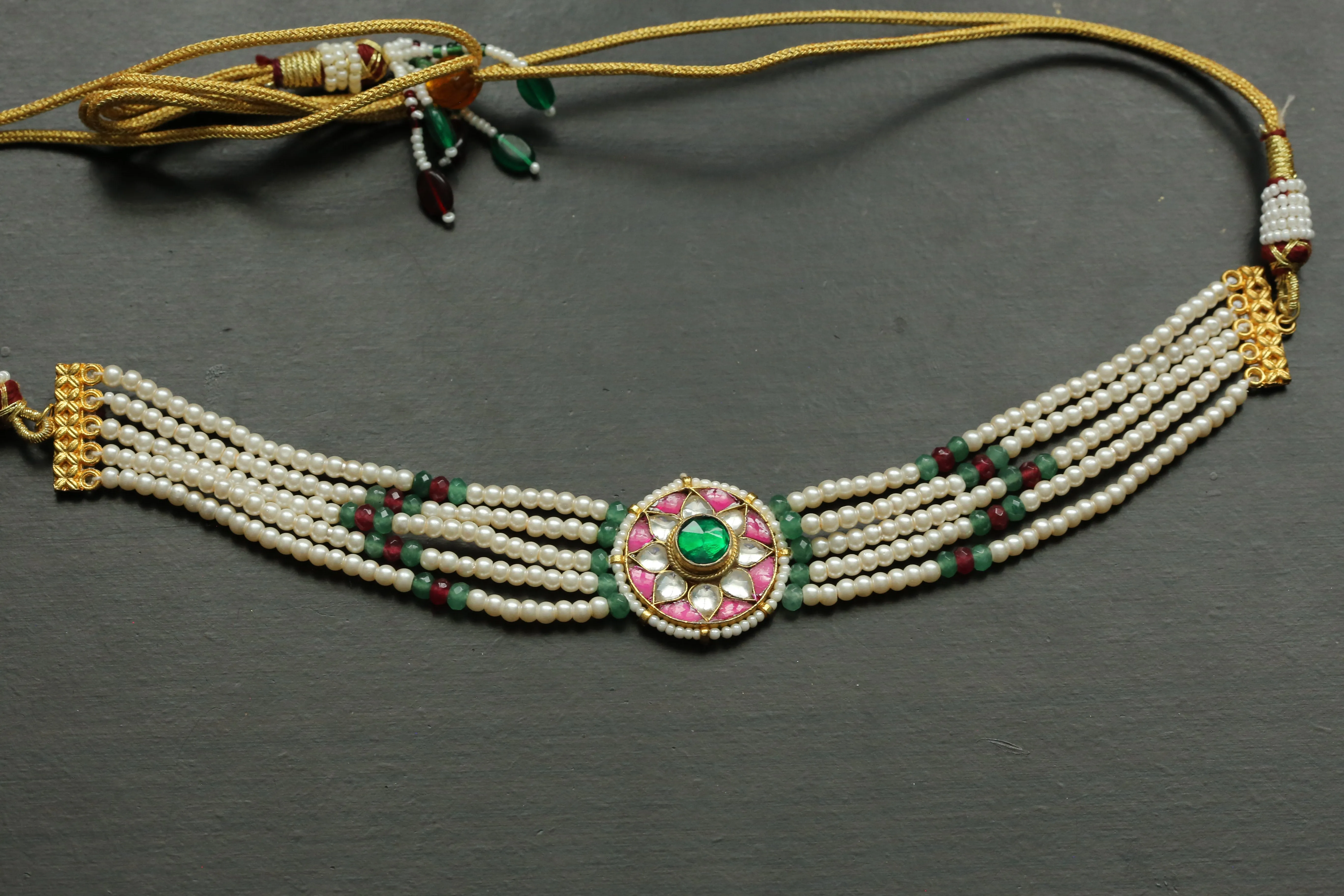 Pachi Kundan Pearl Choker Necklace - Multi