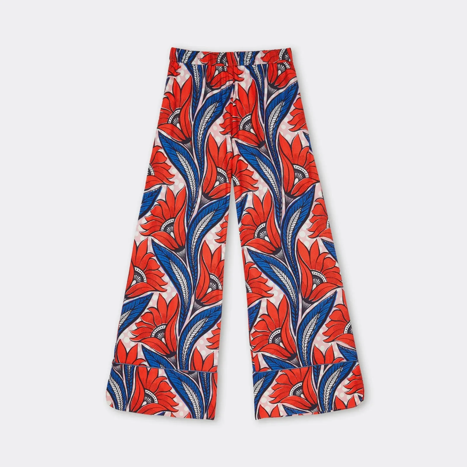 PALAZZO PANTS PRINTED WAX RED FLOWERS