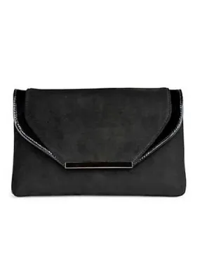 Paradox London Danette Black Microsuede Clutch Bag