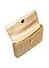 Paradox London Donatella Champagne Gold Diamante Fold Over Soft Clutch Bag