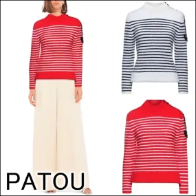 PATOU  |Stripes Long Sleeves V-neck & Crew neck