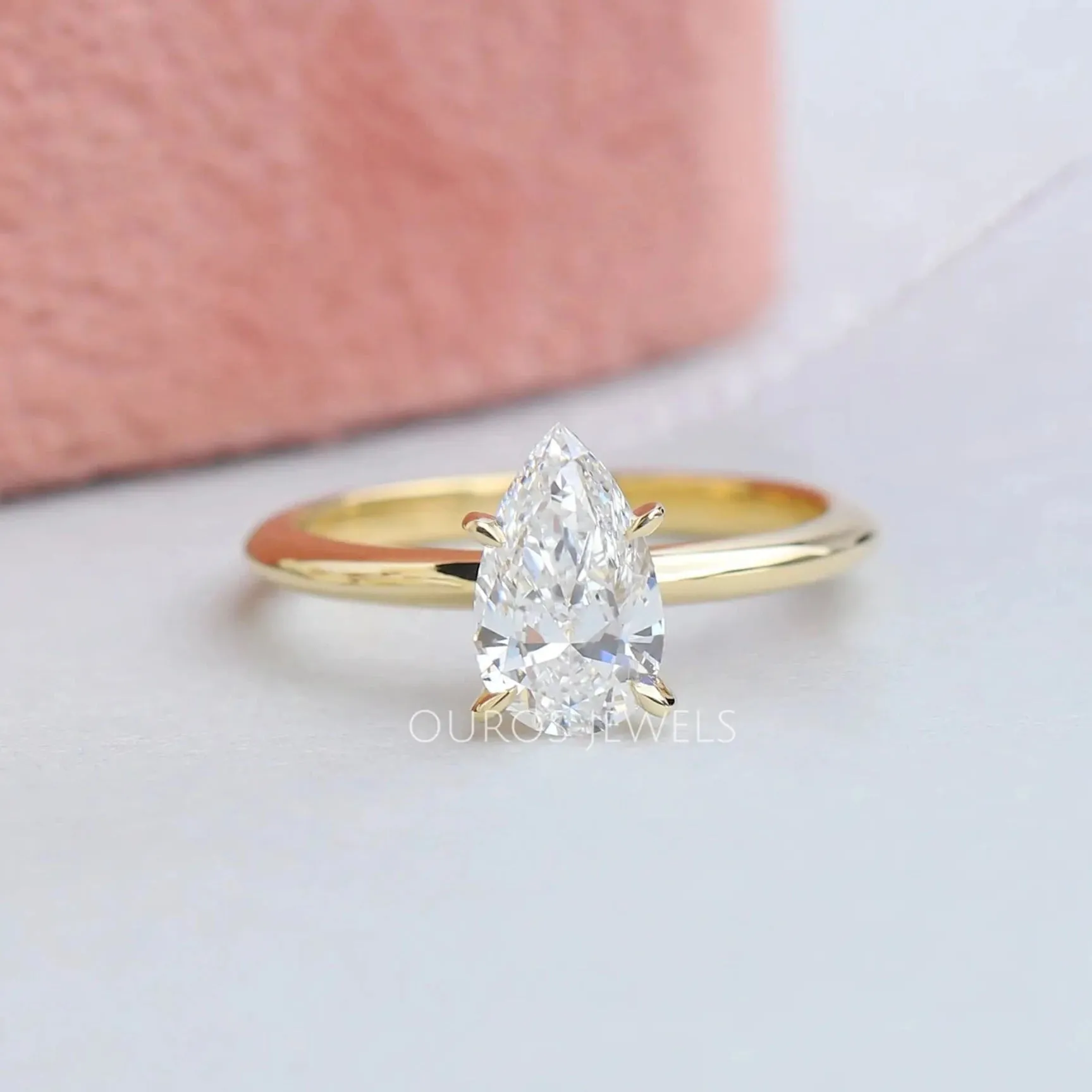 Pear Cut Diamond Solitaire Engagement Ring