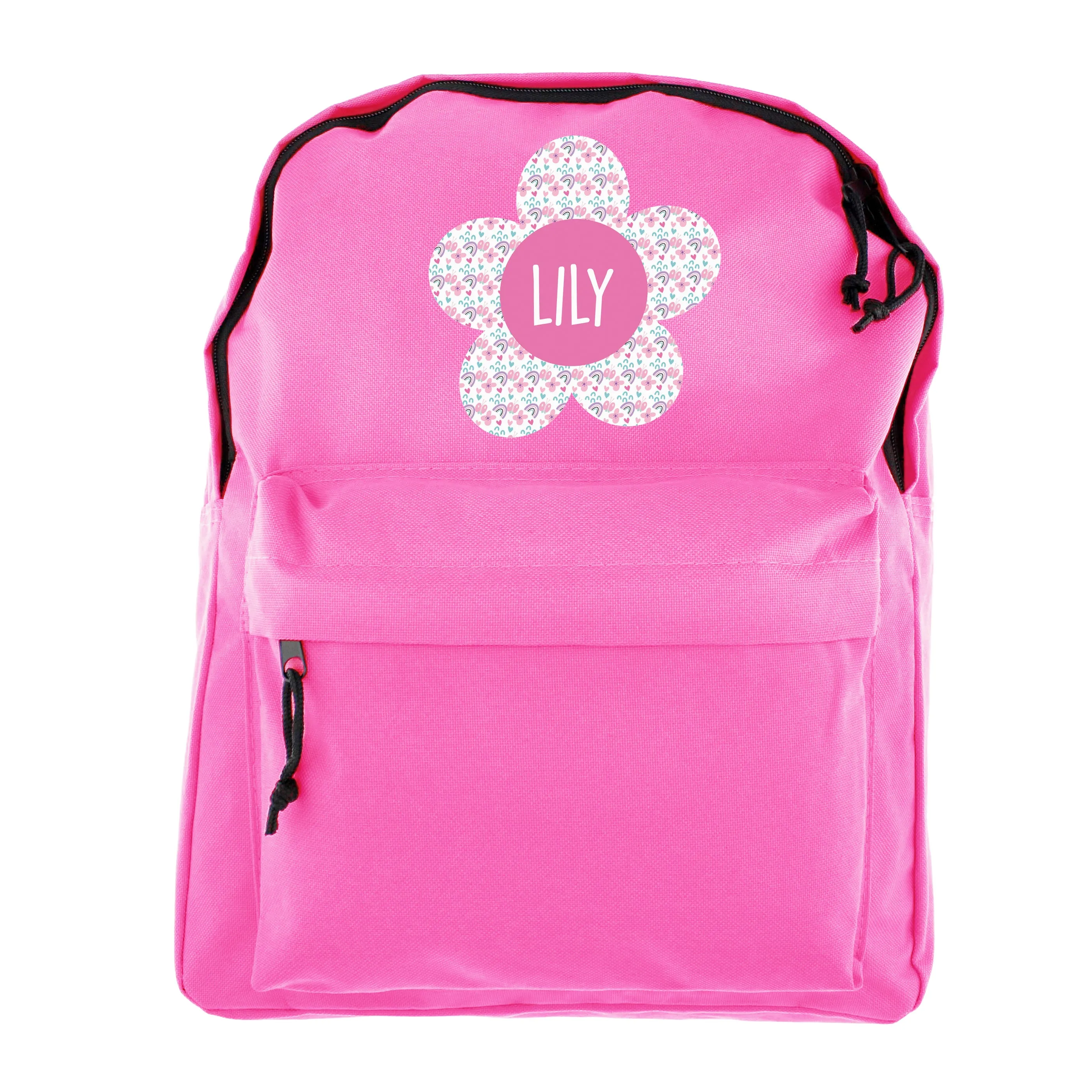 Personalised Flower Pink Backpack