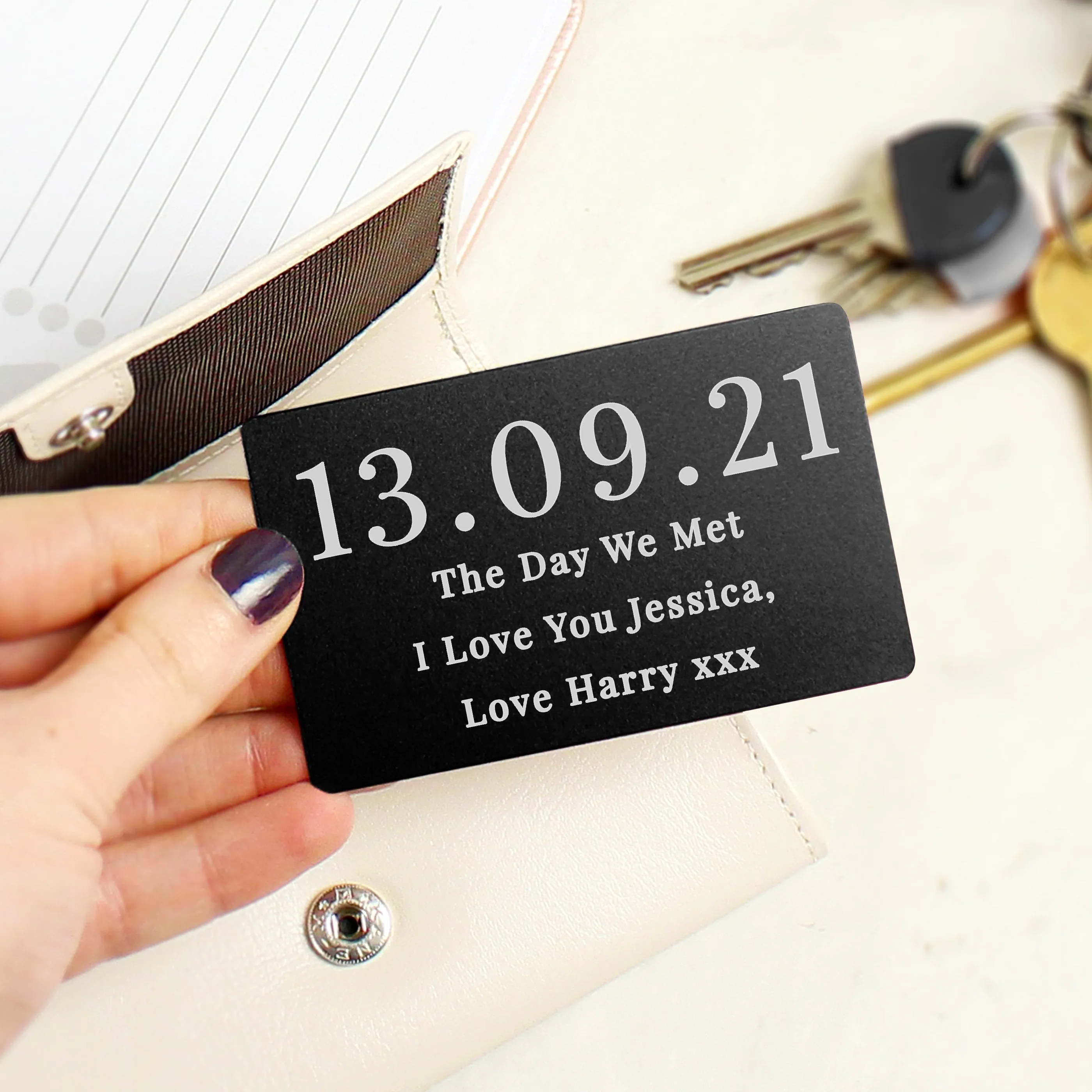 Personalised Large Date Black Wallet Card