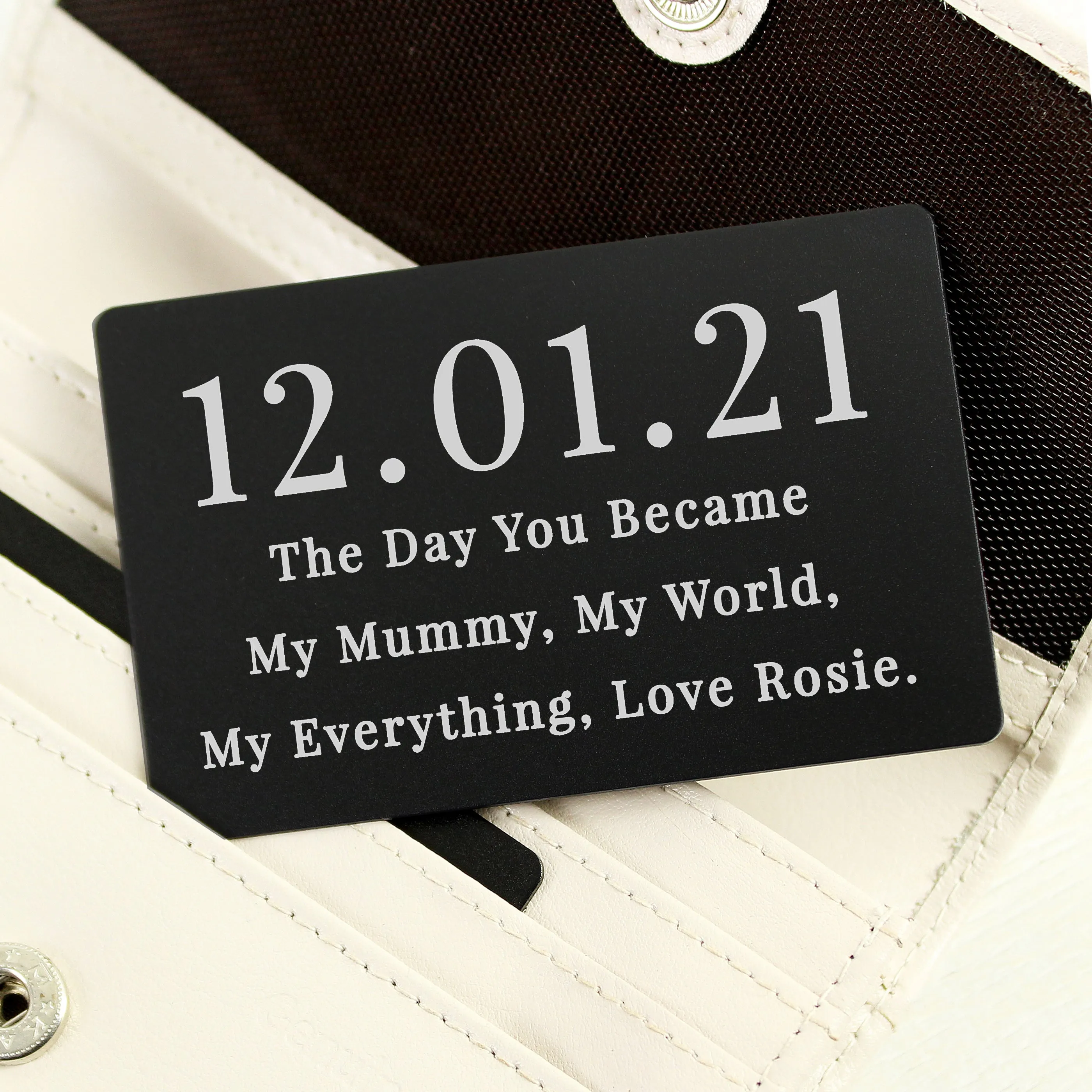 Personalised Large Date Black Wallet Card