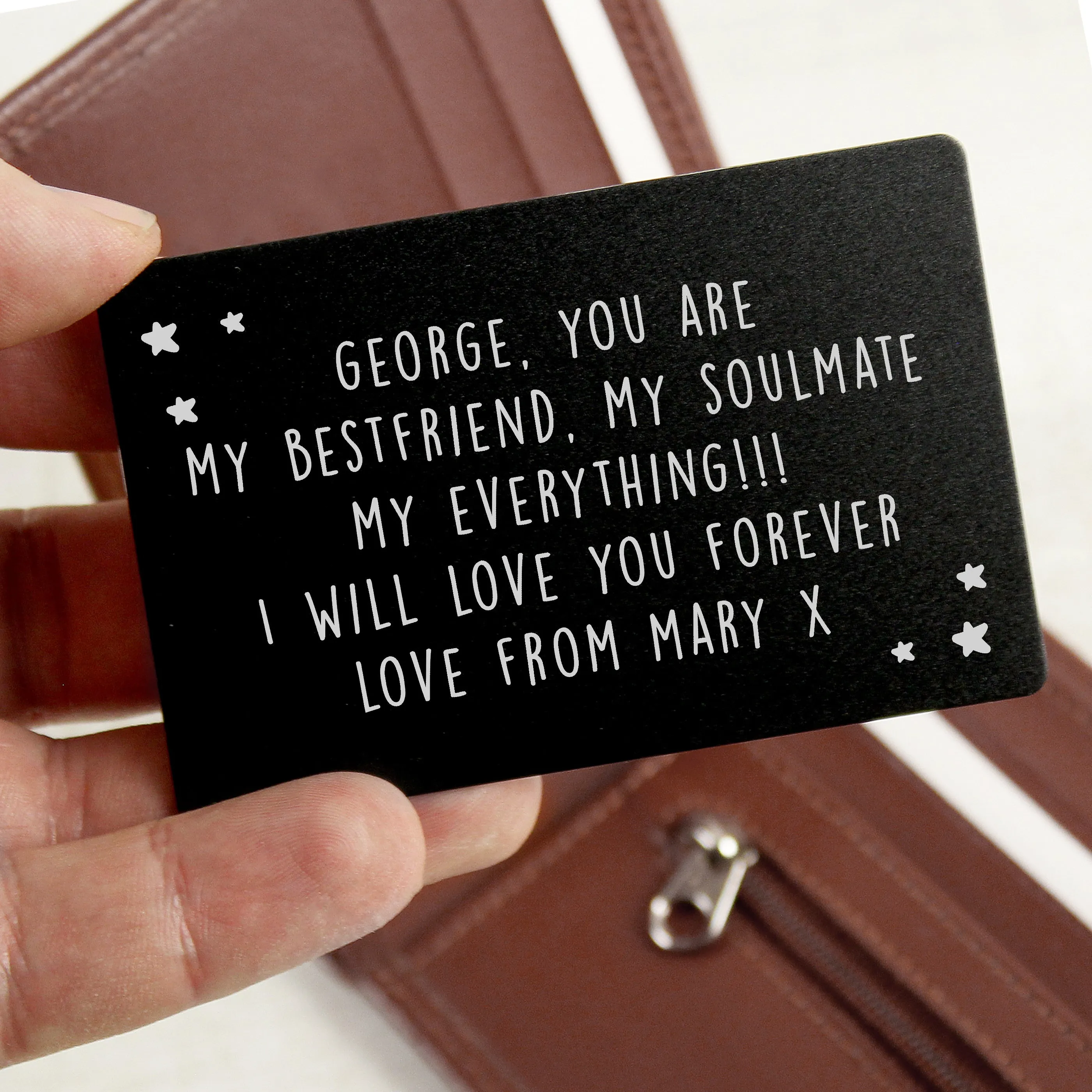 Personalised Star Black Wallet Card