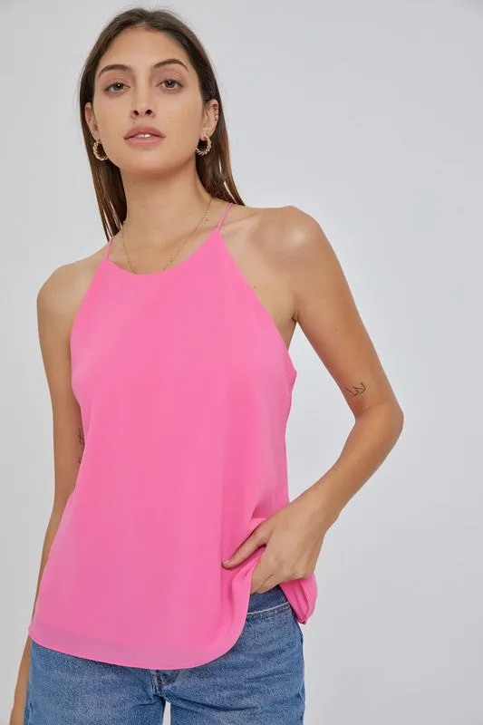 Pink Chiffon Halter Top