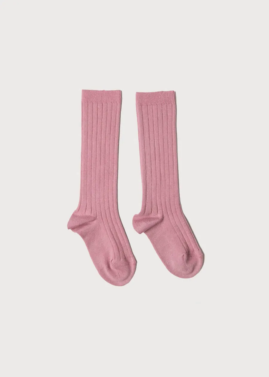 Pink Ribbed Knee-High Socks (3mths-8yrs)