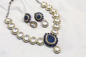 Polki Kundan Necklace - Blue