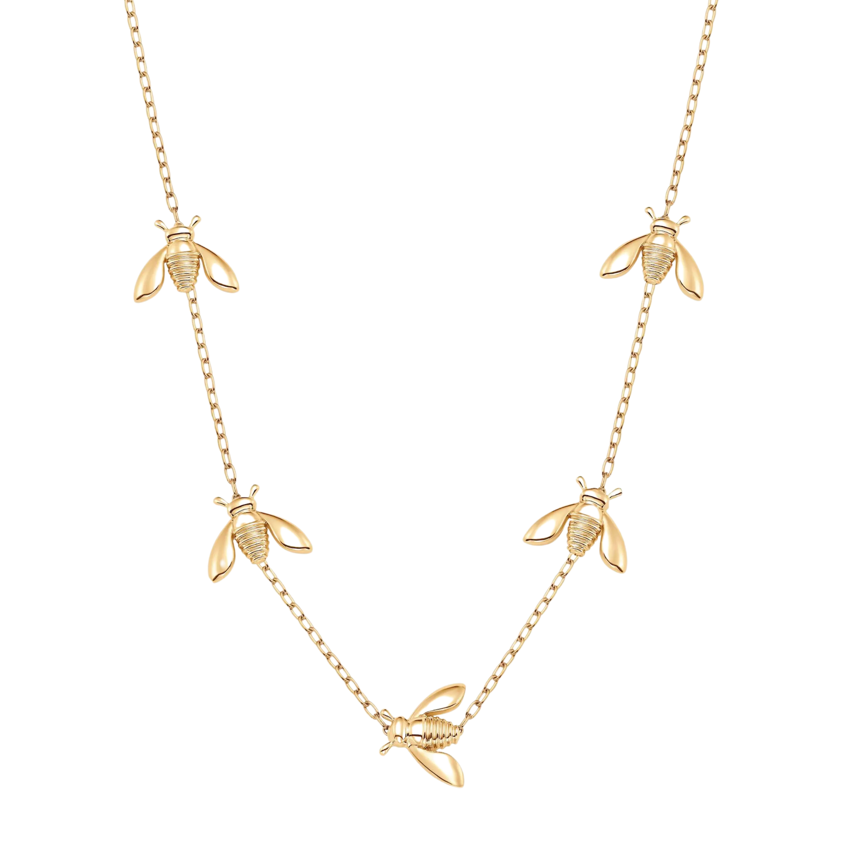 Queen Bee Gold Solid 5 Station 17 Necklace