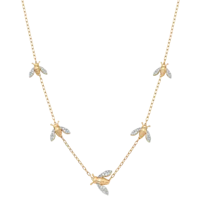 Queen Bee Petite Gold and Diamond Five Station 17 Necklace