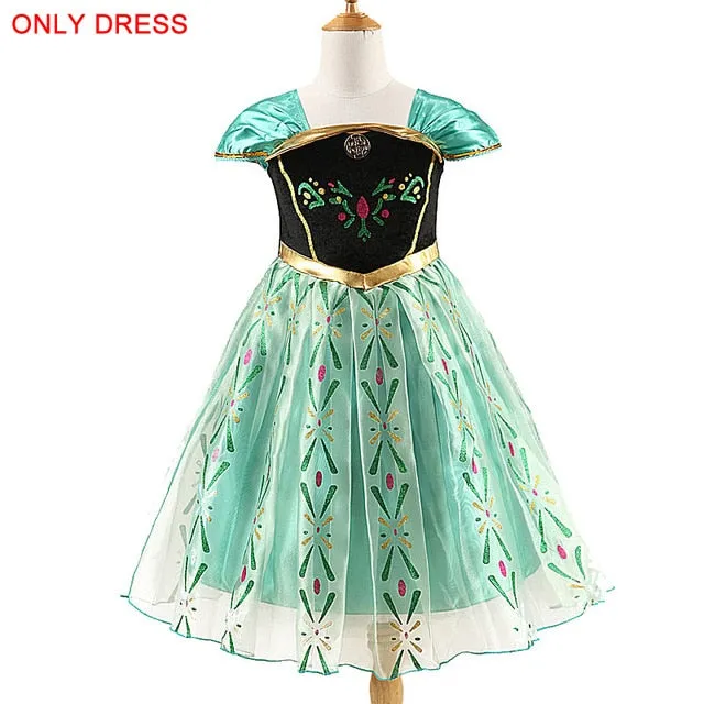 Queen Elsa Dresses Elsa Elza Costumes Princess Anna Dress for Girls Party Vestidos Fantasia Kids Girls Clothing Elsa Set