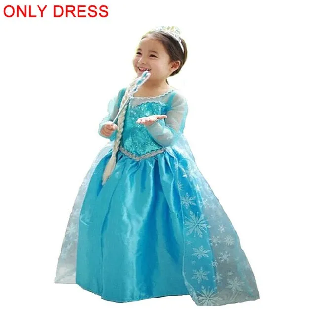 Queen Elsa Dresses Elsa Elza Costumes Princess Anna Dress for Girls Party Vestidos Fantasia Kids Girls Clothing Elsa Set