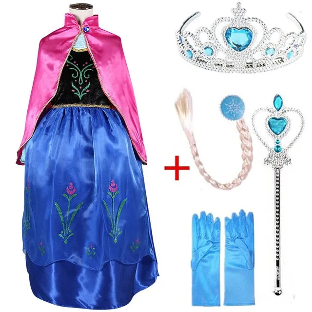 Queen Elsa Dresses Elsa Elza Costumes Princess Anna Dress for Girls Party Vestidos Fantasia Kids Girls Clothing Elsa Set