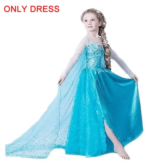 Queen Elsa Dresses Elsa Elza Costumes Princess Anna Dress for Girls Party Vestidos Fantasia Kids Girls Clothing Elsa Set