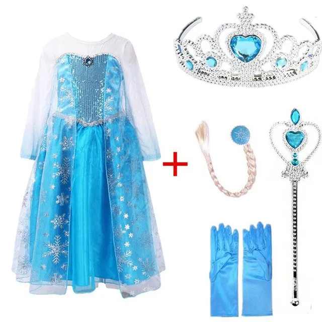 Queen Elsa Dresses Elsa Elza Costumes Princess Anna Dress for Girls Party Vestidos Fantasia Kids Girls Clothing Elsa Set