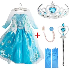 Queen Elsa Dresses Elsa Elza Costumes Princess Anna Dress for Girls Party Vestidos Fantasia Kids Girls Clothing Elsa Set