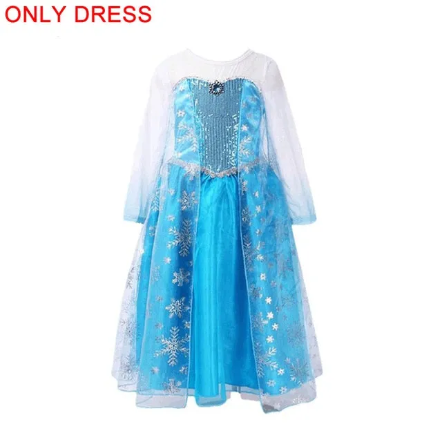 Queen Elsa Dresses Elsa Elza Costumes Princess Anna Dress for Girls Party Vestidos Fantasia Kids Girls Clothing Elsa Set