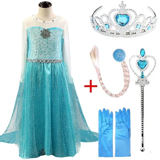 Queen Elsa Dresses Elsa Elza Costumes Princess Anna Dress for Girls Party Vestidos Fantasia Kids Girls Clothing Elsa Set