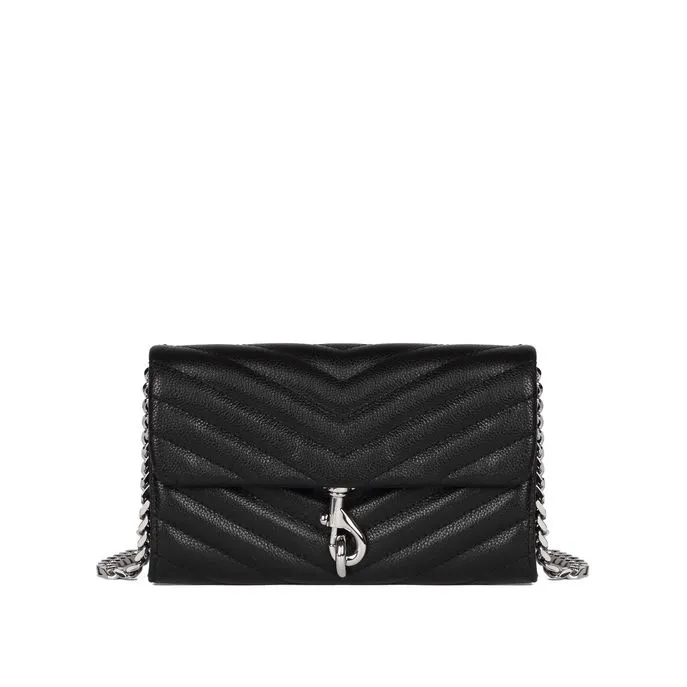 QUILTED EDIE WALLET WITH SHOULDER STRAP Woman Black