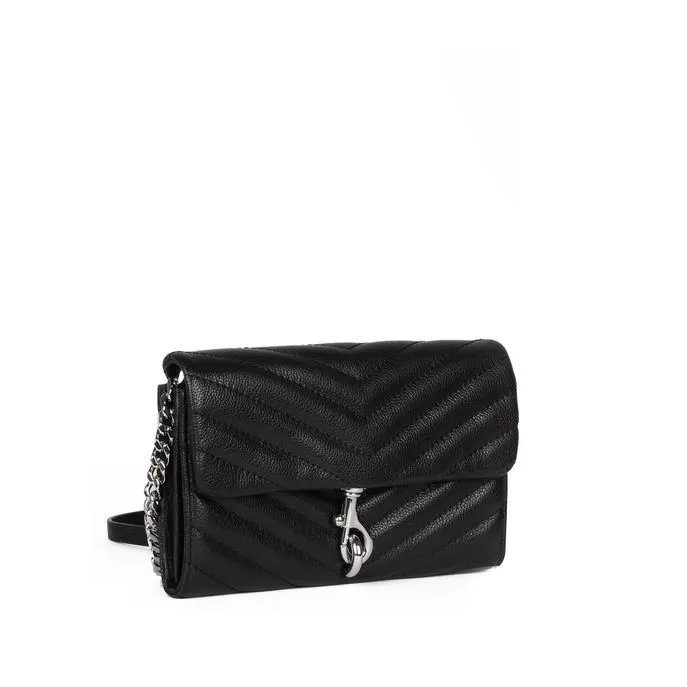 QUILTED EDIE WALLET WITH SHOULDER STRAP Woman Black