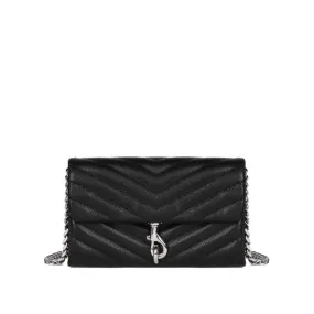 QUILTED EDIE WALLET WITH SHOULDER STRAP Woman Black