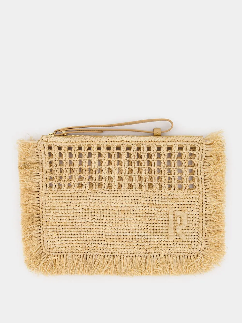 Raffia Clutch with Frayed Detailing