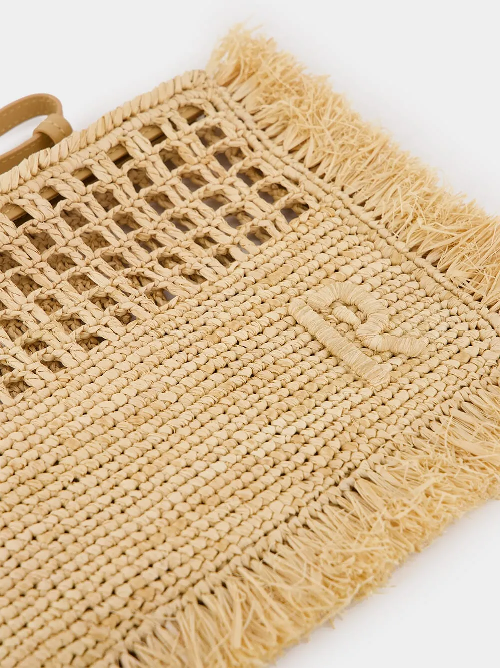 Raffia Clutch with Frayed Detailing