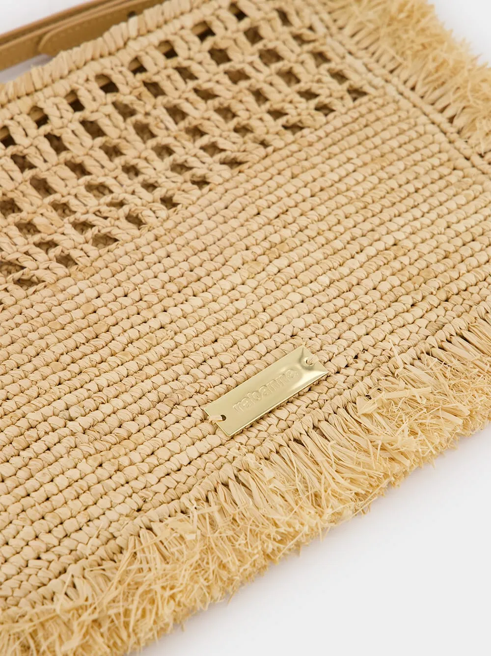 Raffia Clutch with Frayed Detailing