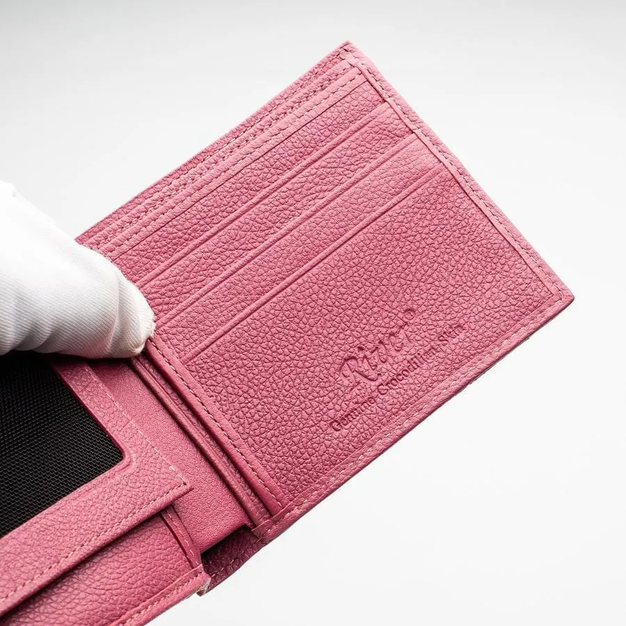 Red Genuine Crocodile Tail Skin Mens Wallet